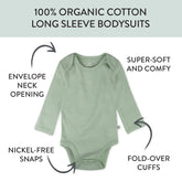 20-Pack Organic Cotton Long Sleeve Bodysuit & Knit Tri-fold Burp Cloth Bundle